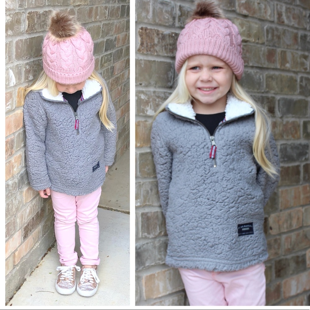 Kids Sherpa Pullover, light gray